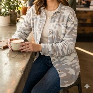 🎀Camouflage Button-Up Jacket